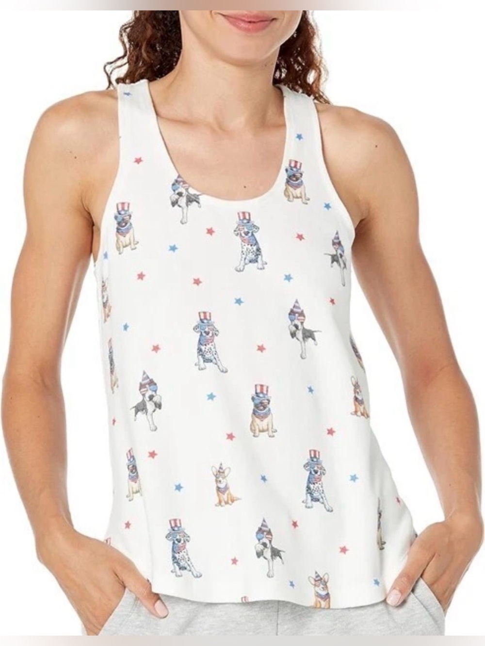 PJ Salvage Star Spangled Dogs Pajama Tank Top  USA Size Medium  NEW P.J.
